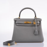 Hermès Kelly 28 HSS Retourne Gris Mouette Togo & Intérieur Noir Bijouterie Or Palladium - 2016, X