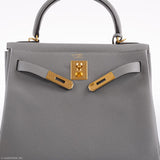 Hermès Kelly 28 HSS Retourne Gris Mouette Togo & Intérieur Noir Bijouterie Or Palladium - 2016, X