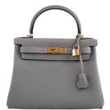 Hermès Kelly 28 HSS Retourne Gris Mouette Togo & Intérieur Noir Bijouterie Or Palladium - 2016, X