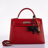 Hermès Kelly 32 Rouge Casaque cuir Epsom Métal argenté Palladié - 2014, R