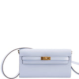 Portefeuille Hermes Kelly To Go Bleu Brume Epsom Quincaillerie Dorée