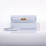 Portefeuille Hermes Kelly To Go Bleu Brume Epsom Quincaillerie Dorée