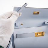Portefeuille Hermes Kelly To Go Bleu Brume Epsom Quincaillerie Dorée