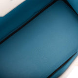 Hermes Birkin 30cm Bicolore Craie et Bleu Atoll Togo Métal Doré Rose