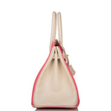 Hermès Birkin 30cm Bicolore Craie et Rose Azalée Epsom Quincaillerie Dorée Brossée