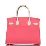 Hermès Birkin 30cm Bicolore Craie et Rose Azalée Epsom Quincaillerie Dorée Brossée