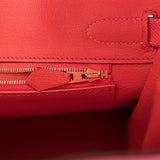 Hermès Birkin 30 cm bicolore Rose Azalée et Feu Epsom Finition Permabrass
