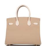 Hermès Birkin 30 cm bicolore Trench et Craie Epsom avec bijouterie dorée