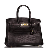 Hermès Birkin 30cm Alligator Mat Noir Accastillage Doré