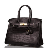 Hermès Birkin 30cm Alligator Mat Noir Accastillage Doré