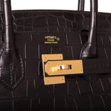 Hermès Birkin 30cm Alligator Mat Noir Accastillage Doré