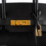 Hermès Birkin 35 Cuir Ardennes Noir Bijouterie Dorée - Carré A