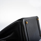 Hermès Birkin 35 Cuir Ardennes Noir Bijouterie Dorée - Carré A