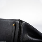 Hermès Birkin 35 Cuir Ardennes Noir Bijouterie Dorée - Carré A