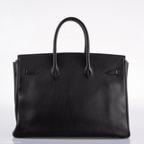 Hermès Birkin 35 Cuir Ardennes Noir Bijouterie Or - Cercle W
