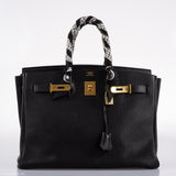 Hermès Birkin 35 Cuir Ardennes Noir Bijouterie Or - Cercle W