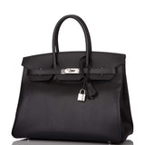 Hermès Birkin 35 Cuir Epsom Noir Bijouterie Palladium