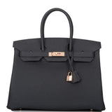 Hermès Birkin 35 Noir Togo Finitions Or Rose