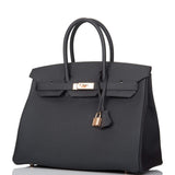 Hermès Birkin 35 Noir Togo Finitions Or Rose