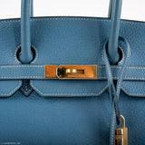 Hermes Birkin 35 Blue Jean Togo Gold Hardware - Square G