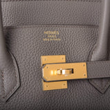 Hermès Birkin 35 Étain Togo Finitions Dorées