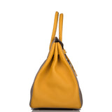 Hermès Birkin 35 Etoupe et Jaune Ambre Togo Accastillage Or Brossé