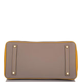Hermès Birkin 35 Etoupe et Jaune Ambre Togo Accastillage Or Brossé