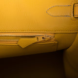 Hermès Birkin 35 Etoupe et Jaune Ambre Togo Accastillage Or Brossé