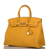 Hermès Birkin 35 Jaune Ambre Togo Accastillage Or