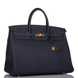 Hermes Birkin 40 Bleu Nuit Togo Accastillage Doré