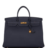 Hermes Birkin 40 Bleu Nuit Togo Accastillage Doré