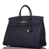 Hermes Birkin 40 Bleu Nuit Togo Accastillage Doré