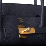 Hermes Birkin 40 Bleu Nuit Togo Accastillage Doré