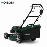 KOIBONI PowerCut 23-Inch 200cc auto-drive lawn mower with cutting deck and handles, ready for outdoor grass trimming.