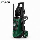 KOIBONI PowerFlow 1800W high-pressure washer with a durable spray gun and hose, suitable for cleaning outdoor surfaces.