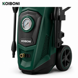 KOIBONI PowerFlow 1800W high-pressure washer with adjustable nozzle and durable design for cleaning outdoor surfaces.
