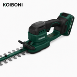 KOIBONI TrimPro 25V cordless hedge trimmer with dual blades, ergonomic handle, and compact design for easy garden trimming.