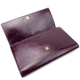 SAINT LAURENT Textured Patent Monogram Large Belle De Jour Clutch Burgundy