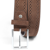 Ceinture en daim marron texturé pour homme
