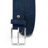 Navy Suede Belt with Dotted Pattern