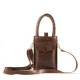 **BLISS CHOCO – Elegant Faux Leather Mobile Crossbody Pouch**
