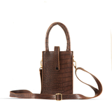 **BLISS CHOCO – Elegant Faux Leather Mobile Crossbody Pouch**