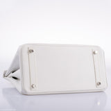Vintage Hermes Birkin 30 White Epsom with Custom Feather Panel & Palladium Hardware - 2010, N Square
