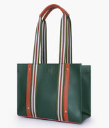 Army green long strap tote handbag