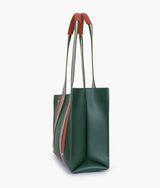 Army green long strap tote handbag