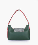 Army green color purse with braided strap