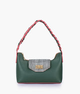 Army green color purse with braided strap