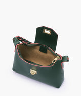 Army green color purse with braided strap