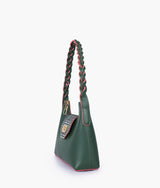 Army green color purse with braided strap
