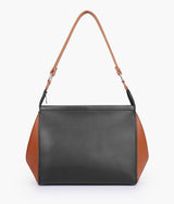 Black and brown color trio twist handbag